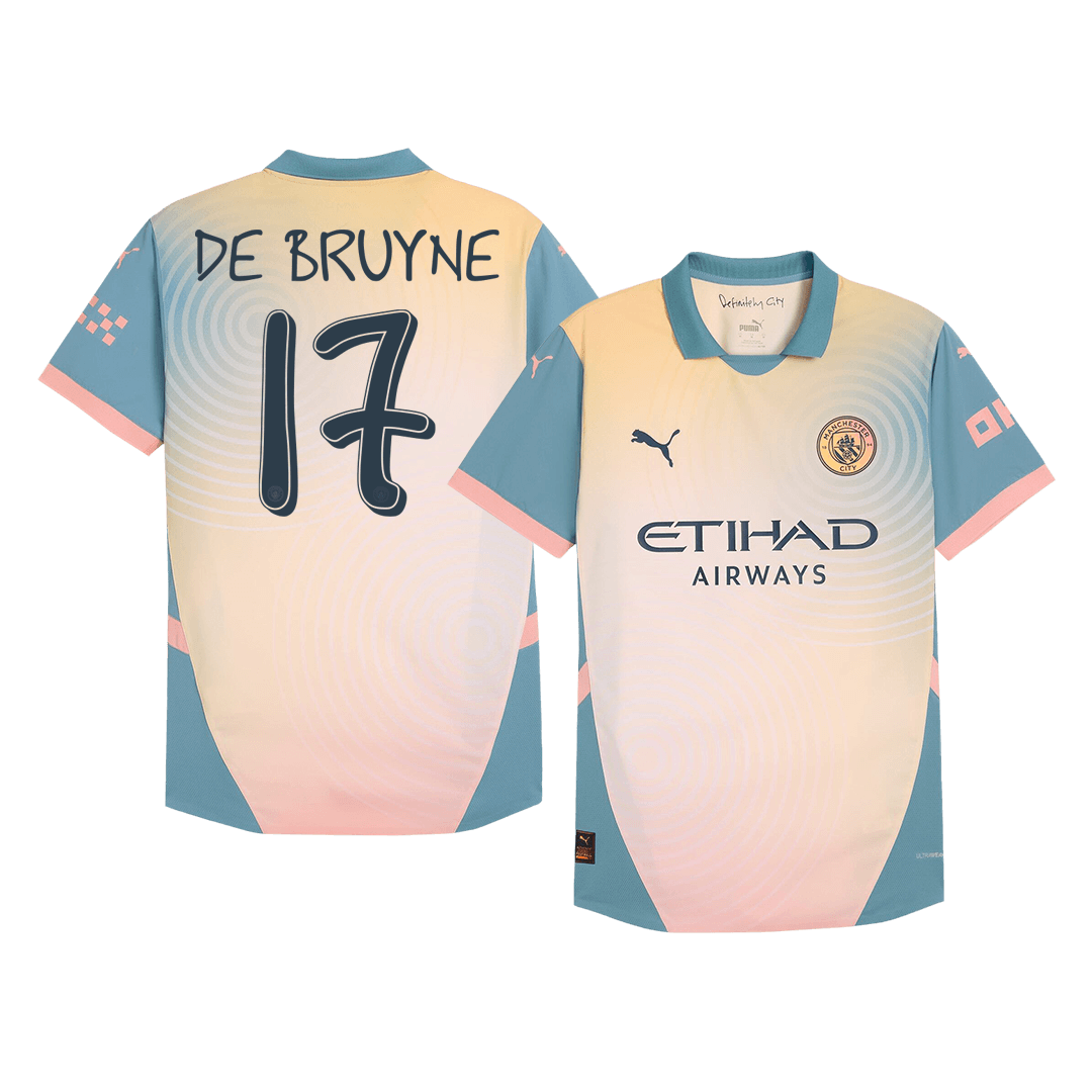 Tricouri Fotbal Manchester City DE BRUYNE #17 Al Patrulea 2024/25 Authentic - Definitely City