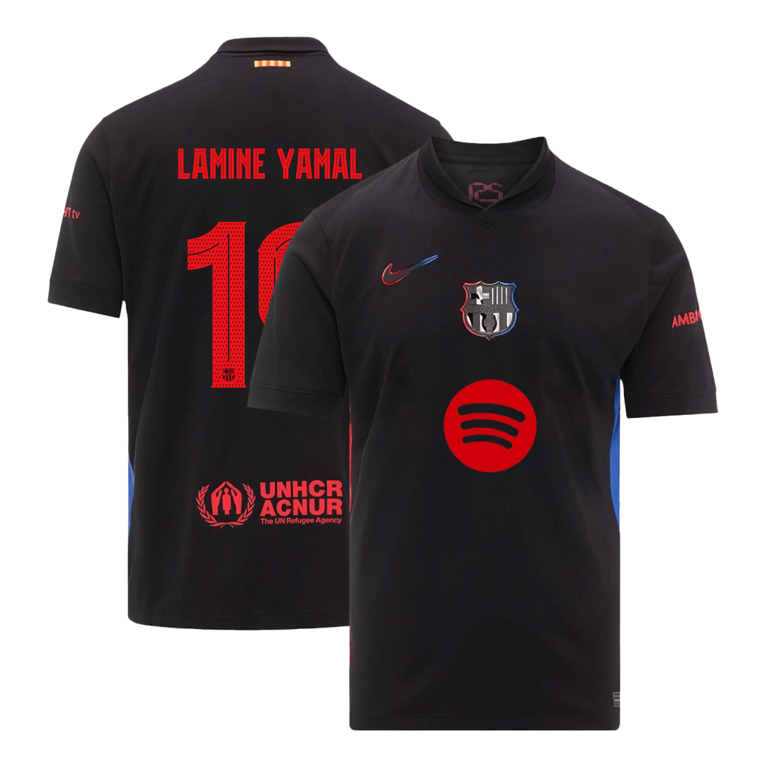 Tricouri Fotbal Barcelona LAMINE YAMAL #19 Deplasare 2024/25 (Spotify Logo Without Text) (mărime mare)