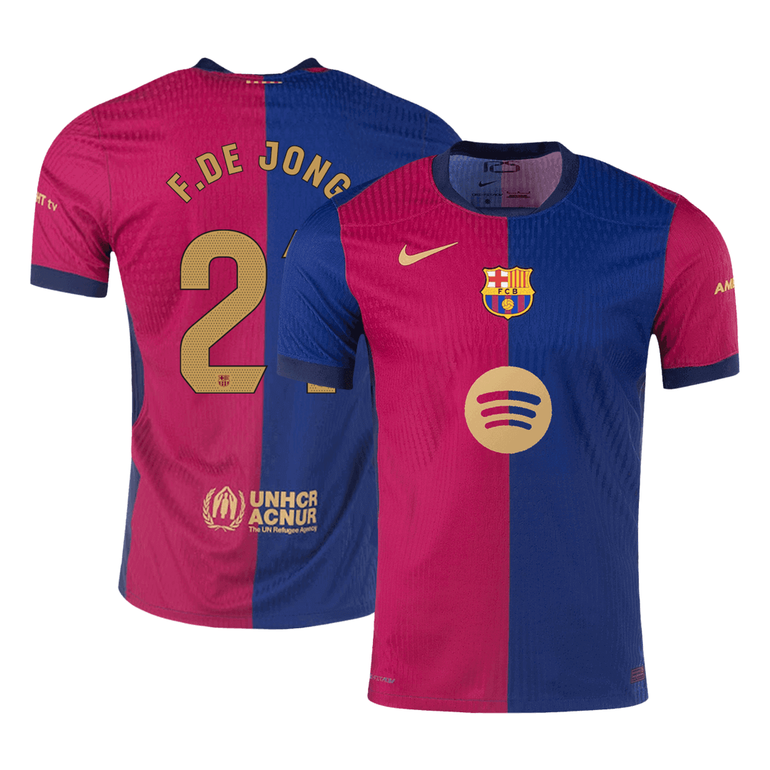 Tricouri Fotbal Barcelona F.DE JONG #21 Acasă 2024/25 Authentic (Spotify Logo Without Text)