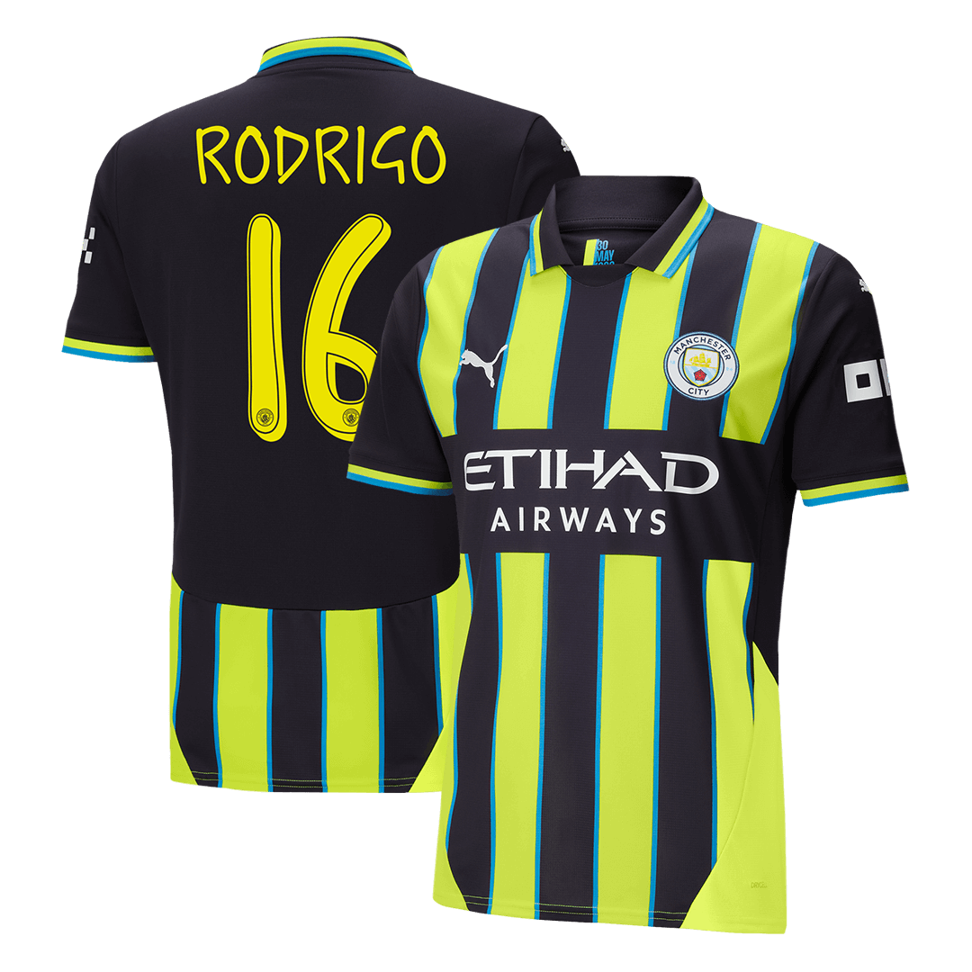 Tricouri Fotbal Manchester City RODRIGO #16 Deplasare 2024/25 - UCL (mărime mare)