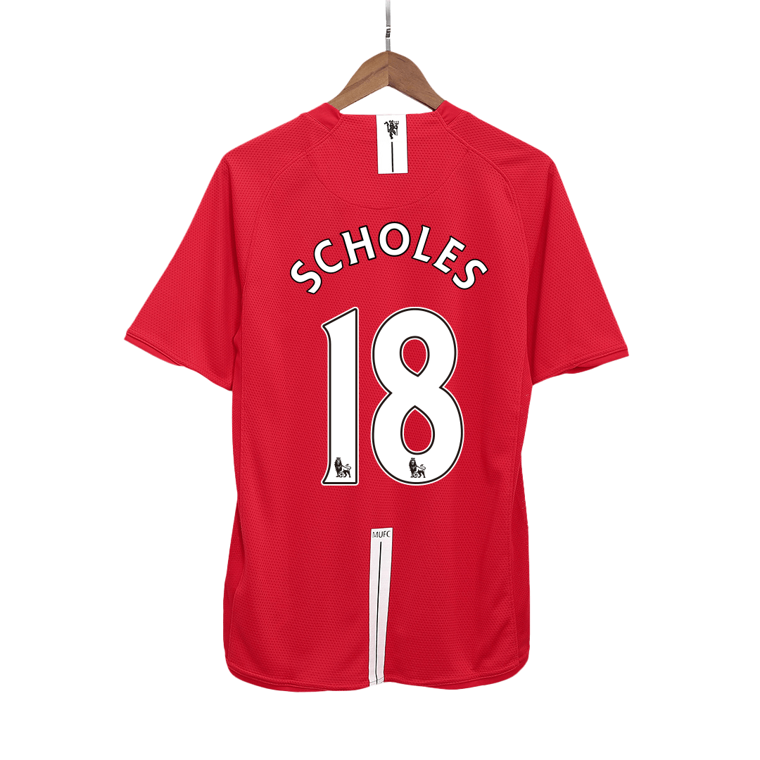 Tricouri Fotbal Vintage Manchester United SCHOLES #18 Acasă 2007/08