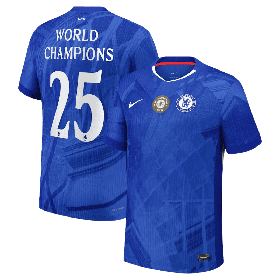 Tricouri Fotbal Chelsea WORLD CHAMPIONS #25 Acasă 2025/26 Authentic - cu emblemă pe piept