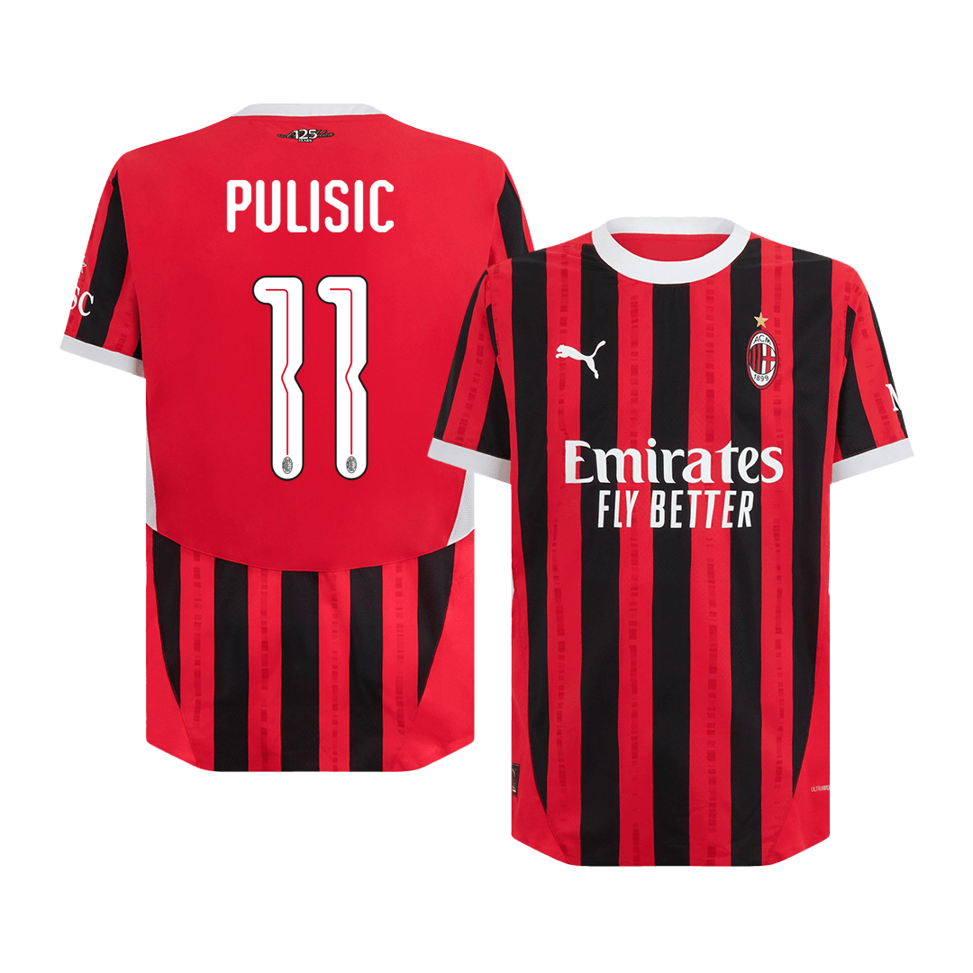 Tricouri Fotbal AC Milan PULISIC #11 Acasă 2024/25 Authentic - UCL