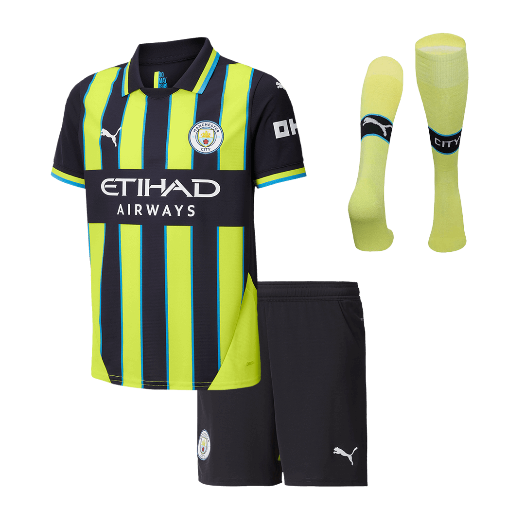 Set Tricouri Fotbal Manchester City Deplasare 2024/25 Pentru Copii.