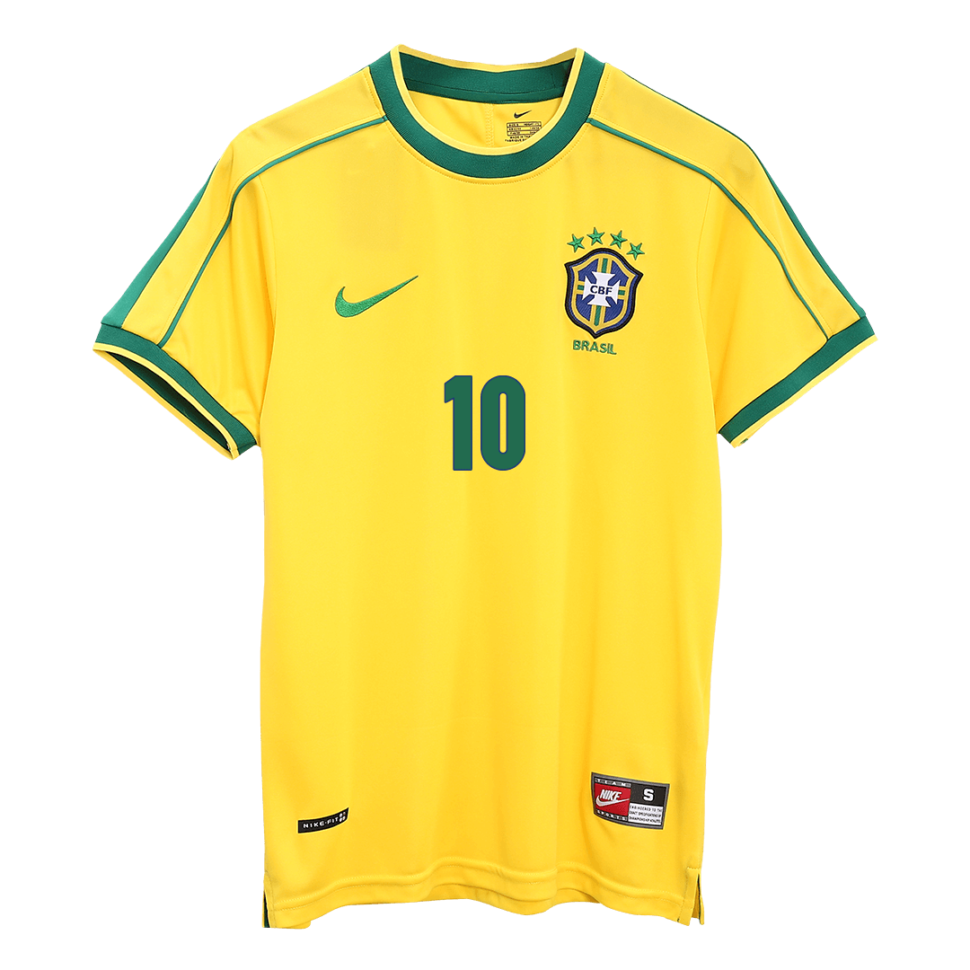Tricouri Fotbal Vintage Brazilia RIVALDO #10 Acasă 1998