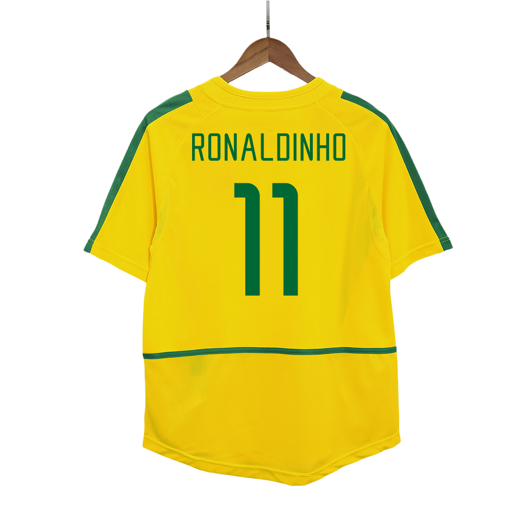 Tricouri Fotbal Vintage Brazilia RONALDINHO #11 Acasă 2002/03