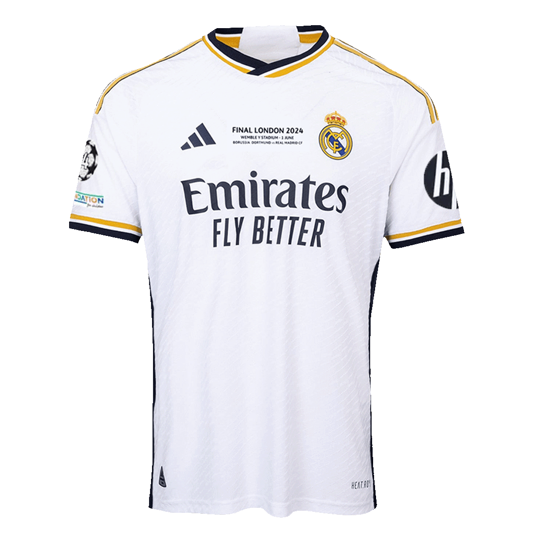 Tricouri Fotbal Real Madrid BELLINGHAM #5 Acasă 2023/24 Authentic - UCL Final