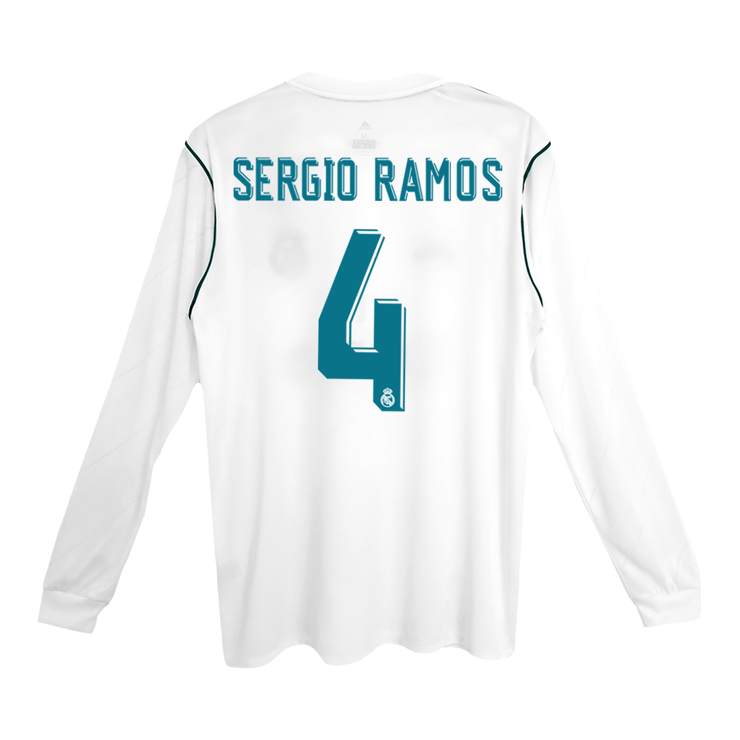 Tricouri Fotbal Vintage Real Madrid SERGIO RAMOS #4 Acasă 2017/18 Mânecă Lungă