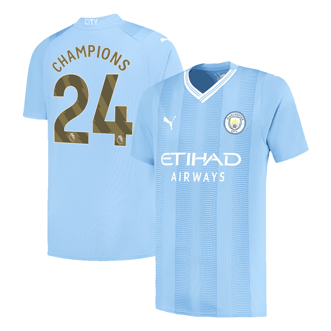 Tricouri Fotbal Manchester City CHAMPIONS #24 Acasă 2023/24 (mărime mare)