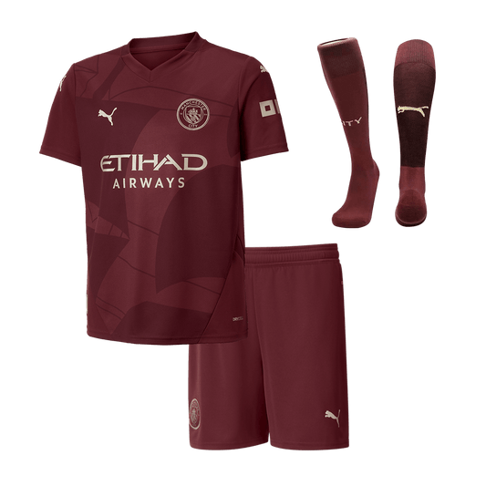 Set Tricouri Fotbal Manchester City Treilea 2024/25 Pentru Copii.