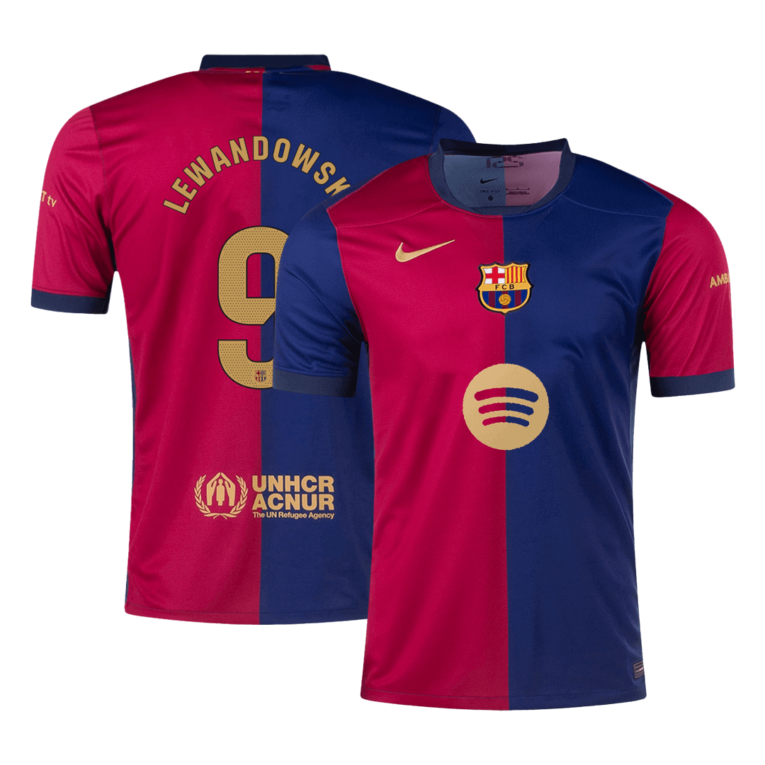 Tricouri Fotbal Barcelona LEWANDOWSKI #9 Acasă 2024/25 (Spotify Logo Without Text)