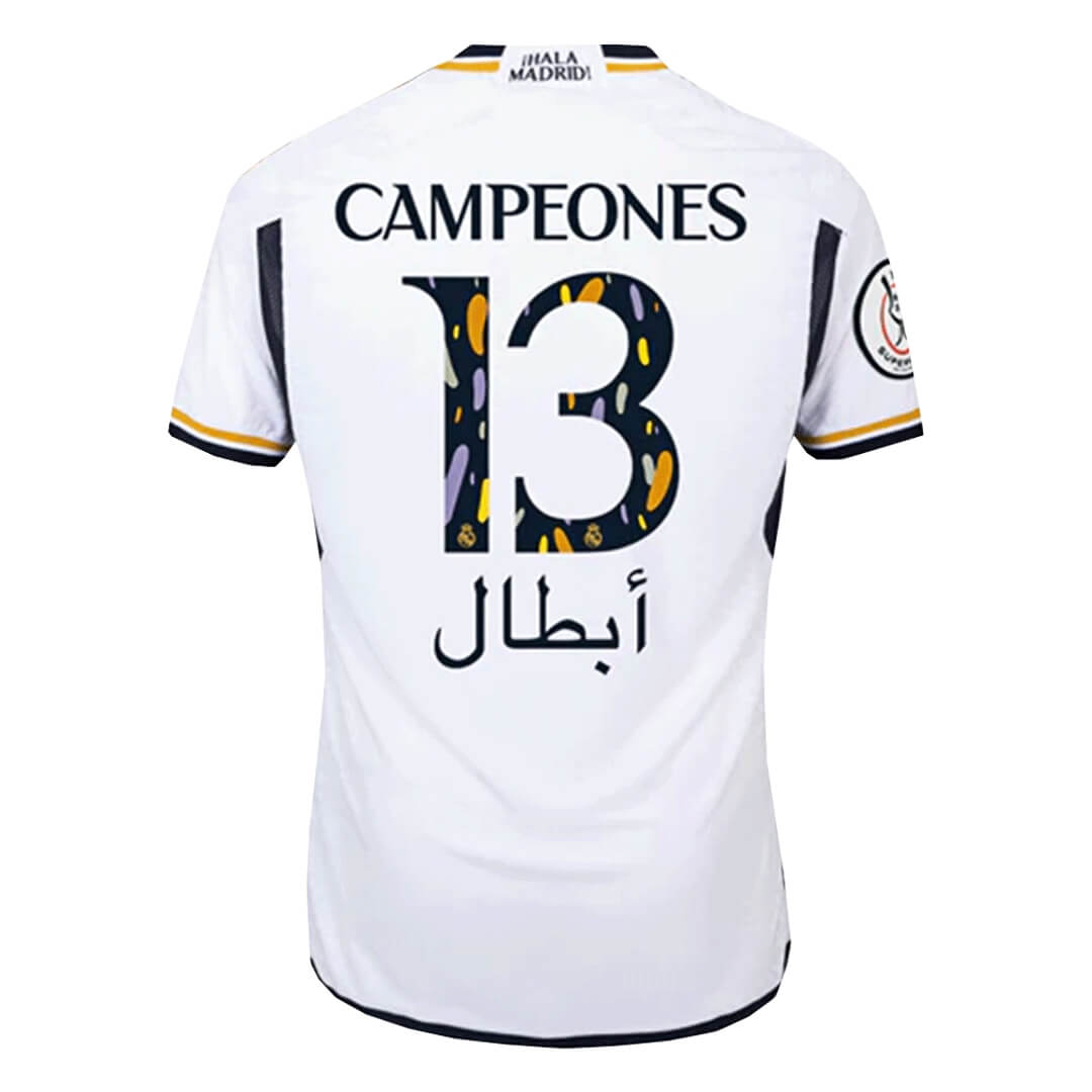 Tricouri Fotbal Real Madrid CAMPEONES #13 Acasă 2023/24 Authentic