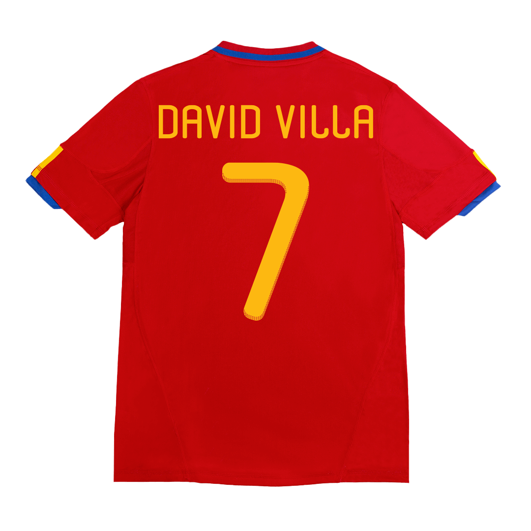 Tricouri Fotbal Vintage Spania DAVID VILLA #7 Acasă 2010