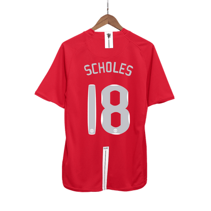 Tricouri Fotbal Vintage Manchester United SCHOLES #18 Acasă 2007/08 - UCL Final