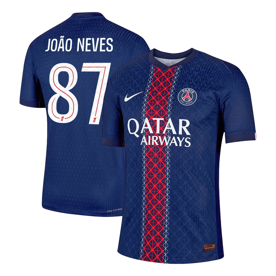 Tricouri Fotbal PSG JOÃO NEVES #87 Acasă 2025/26 Authentic