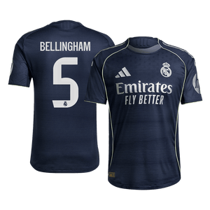 Tricouri Fotbal Real Madrid BELLINGHAM #5 Deplasare 2025/26 Authentic - Premium