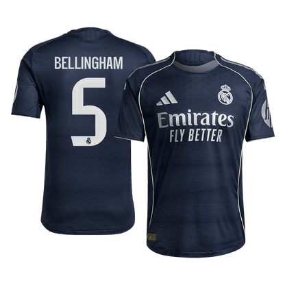 Tricouri Fotbal Real Madrid BELLINGHAM #5 Deplasare 2025/26 Authentic