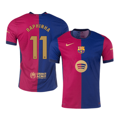 Tricouri Fotbal Barcelona RAPHINHA #11 Acasă 2024/25 Authentic (Spotify Logo Without Text)