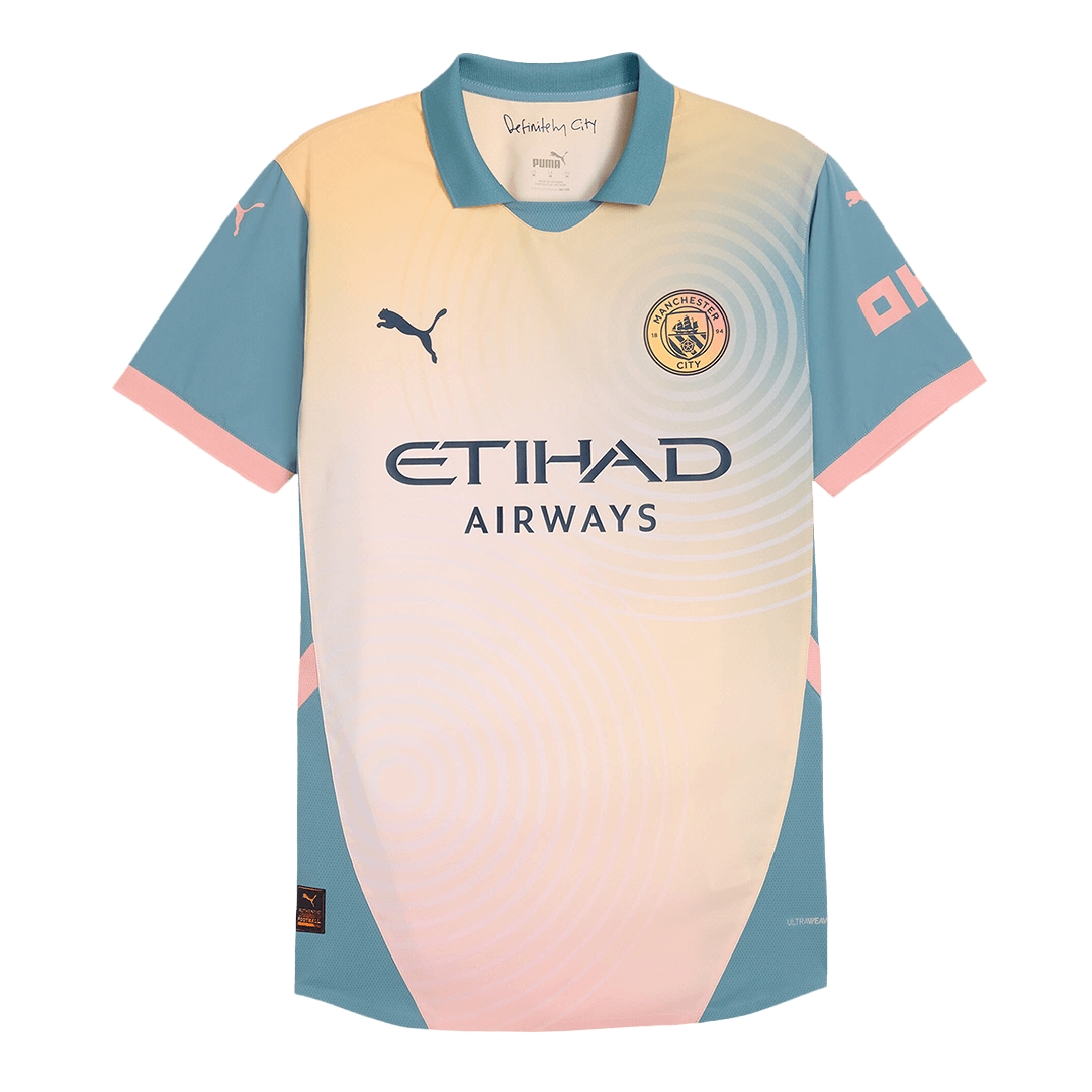 Tricouri Fotbal Manchester City HAALAND #9 Al Patrulea 2024/25 Authentic - Definitely City