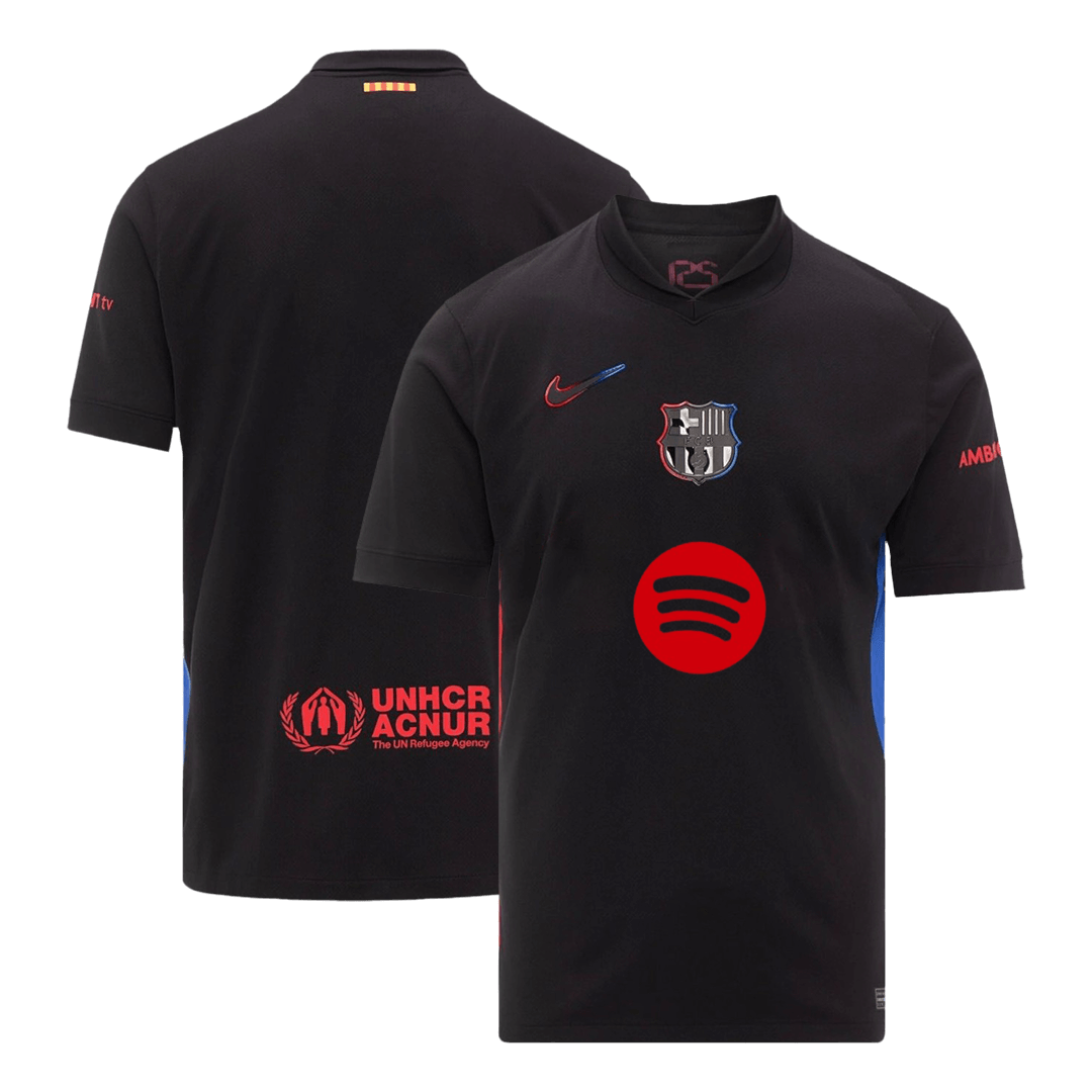 Tricouri Fotbal Barcelona Deplasare 2024/25 (Spotify Logo Without Text) (mărime mare)