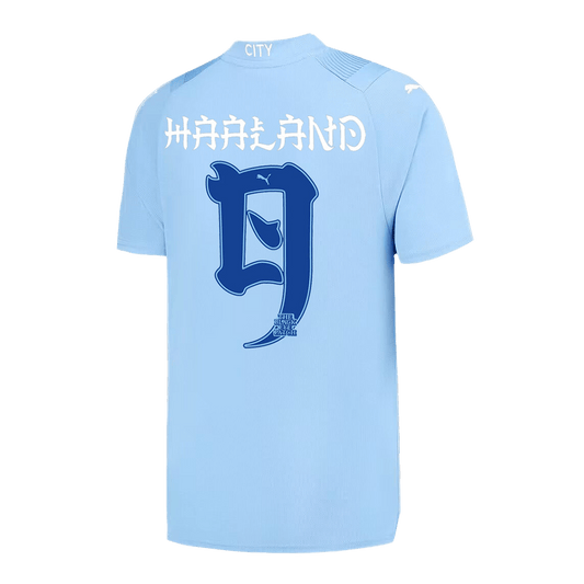 Tricouri Fotbal Manchester City HAALAND #9 Acasă 2023/24 - Japanese Tour Printing (mărime mare)