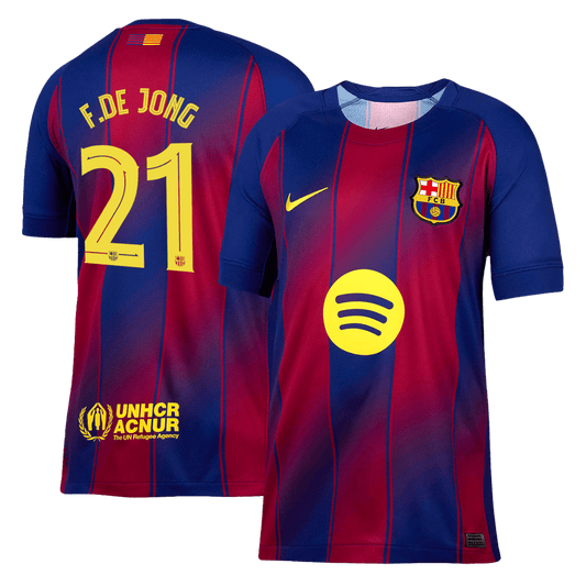 Tricouri Fotbal Barcelona F.DE JONG #21 Acasă 2025/26 UCL - Premium