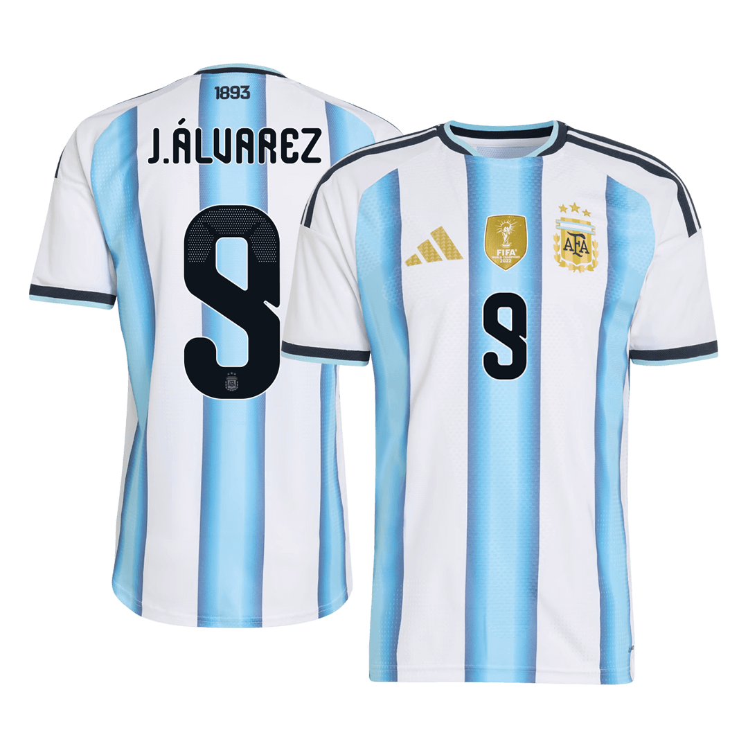 Tricouri Fotbal Argentina J.ÁLVAREZ #9 Acasă Cupa Mondială 2026 Authentic