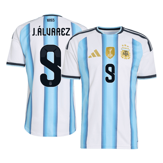 Tricouri Fotbal Argentina J.ÁLVAREZ #9 Acasă Cupa Mondială 2026 Authentic