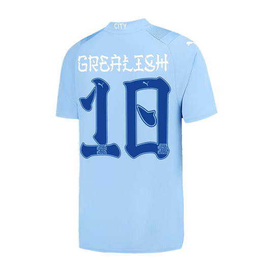 Tricouri Fotbal Manchester City GREALISH #10 Acasă 2023/24 - Japanese Tour Printing (mărime mare)