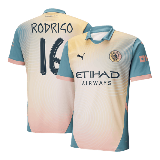 Tricouri Fotbal Manchester City RODRIGO #16 Al Patrulea 2024/25 - Definitely City (mărime mare)