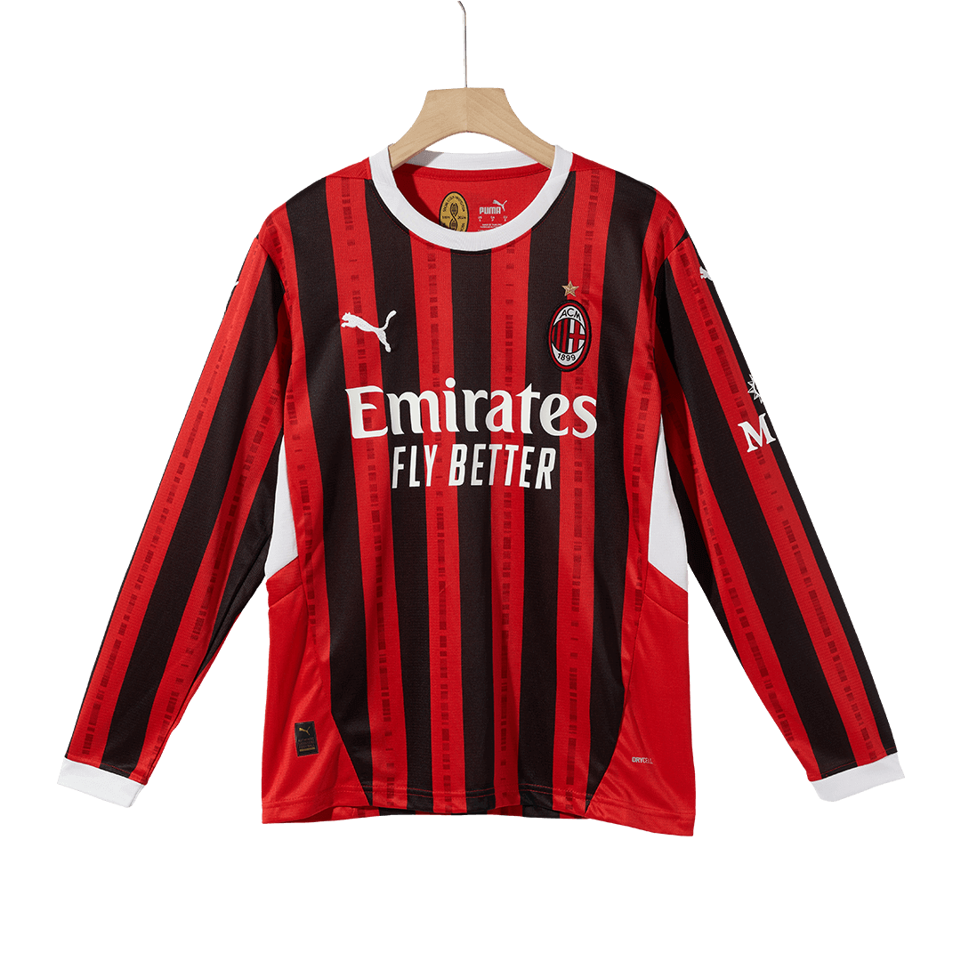Tricouri Fotbal AC Milan Acasă 2024/25 Mânecă Lungă (mărime mare)
