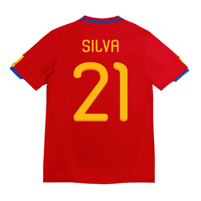 Tricouri Fotbal Vintage Spania SILVA #21 Acasă 2010