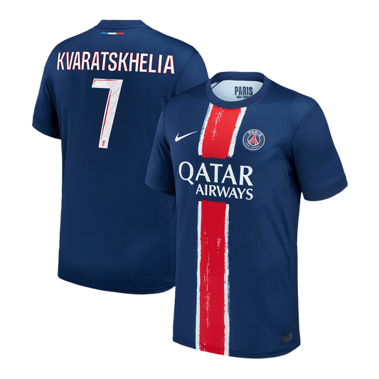 Tricouri Fotbal PSG KVARATSKHELIA #7 Acasă 2024/25 (mărime mare)