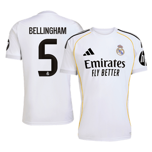 Tricouri Fotbal Real Madrid BELLINGHAM #5 Acasă 2025/26 - Premium