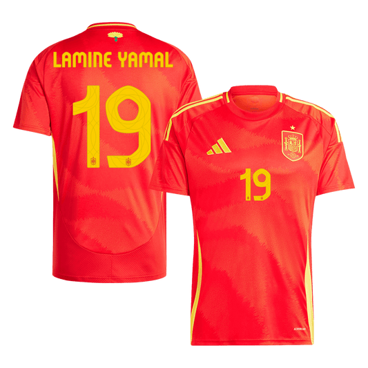 Tricouri Fotbal Spania LAMINE YAMAL #19 Acasă 2024 (mărime mare)