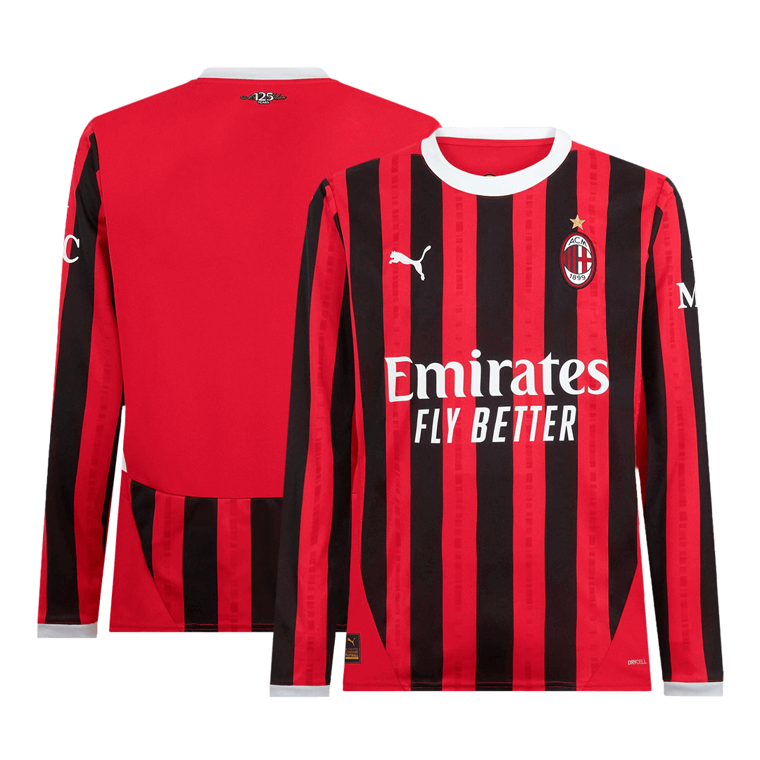Tricouri Fotbal AC Milan Acasă 2024/25 Mânecă Lungă (mărime mare)