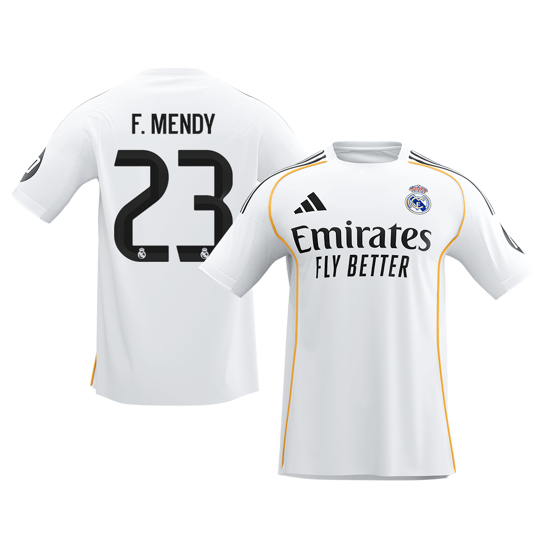 Tricouri Fotbal Real Madrid F.MENDY #23 Acasă 2025/26 - Premium