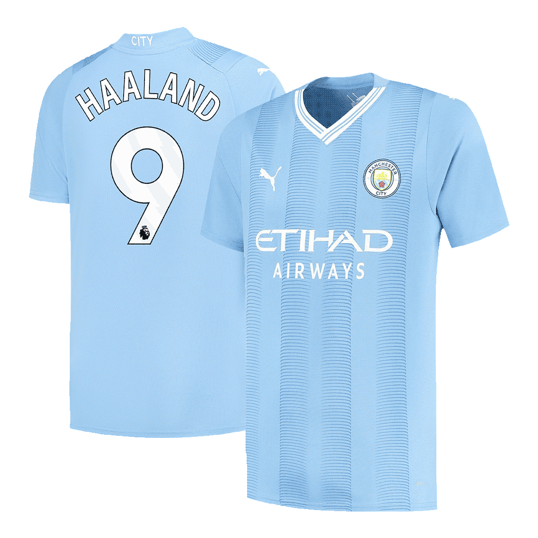 Tricouri Fotbal Manchester City HAALAND #9 Acasă 2023/24 (mărime mare)