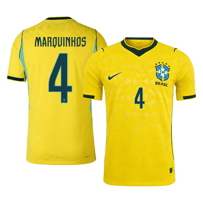 Tricouri Fotbal Brazilia MARQUINHOS #4 Acasă Cupa Mondială 2026 Authentic
