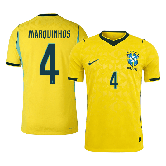Tricouri Fotbal Brazilia MARQUINHOS #4 Acasă Cupa Mondială 2026 Authentic