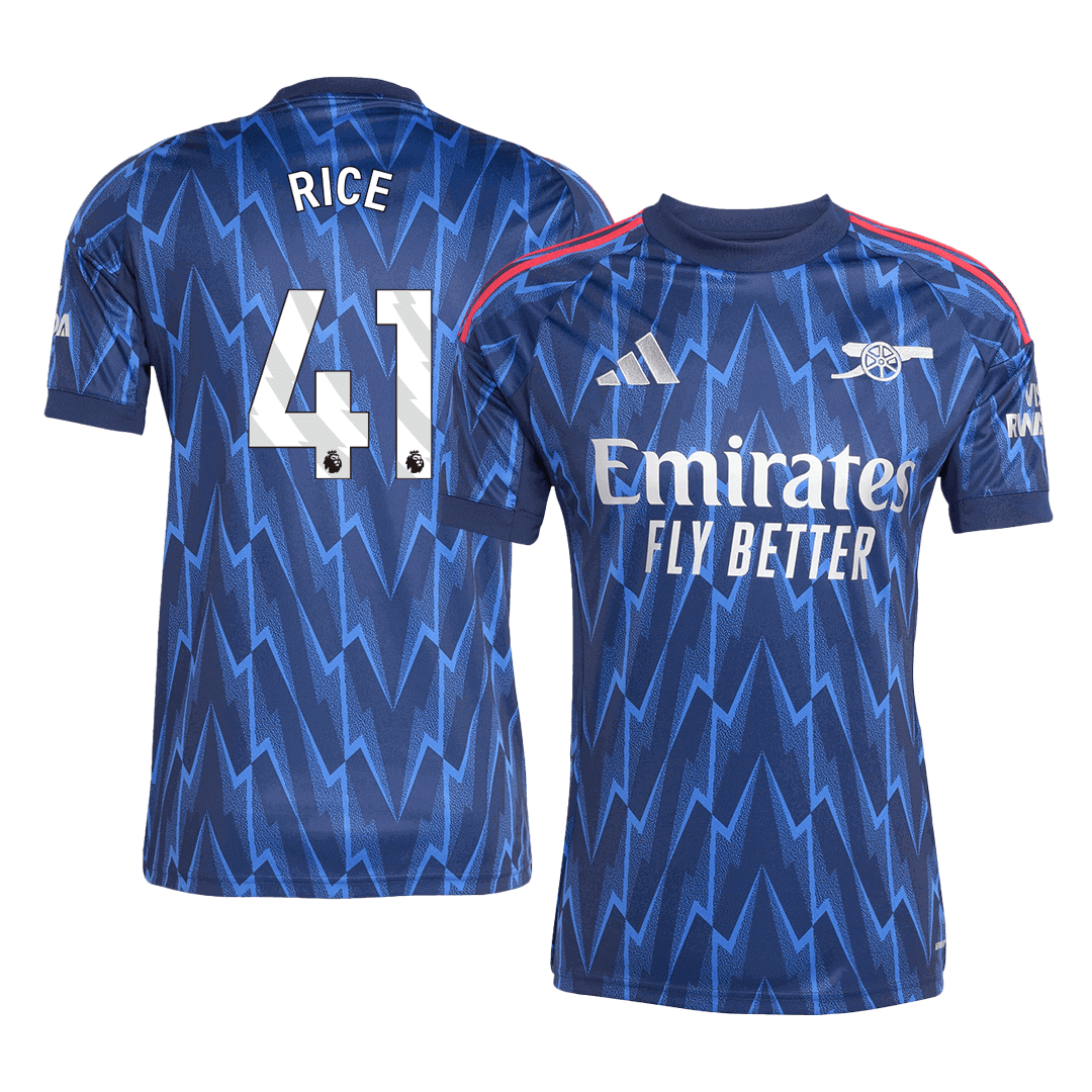 Tricouri Fotbal Arsenal RICE #41 Deplasare 2025/26 (mărime mare)