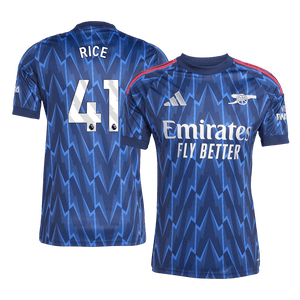 Tricouri Fotbal Arsenal RICE #41 Deplasare 2025/26 (mărime mare)
