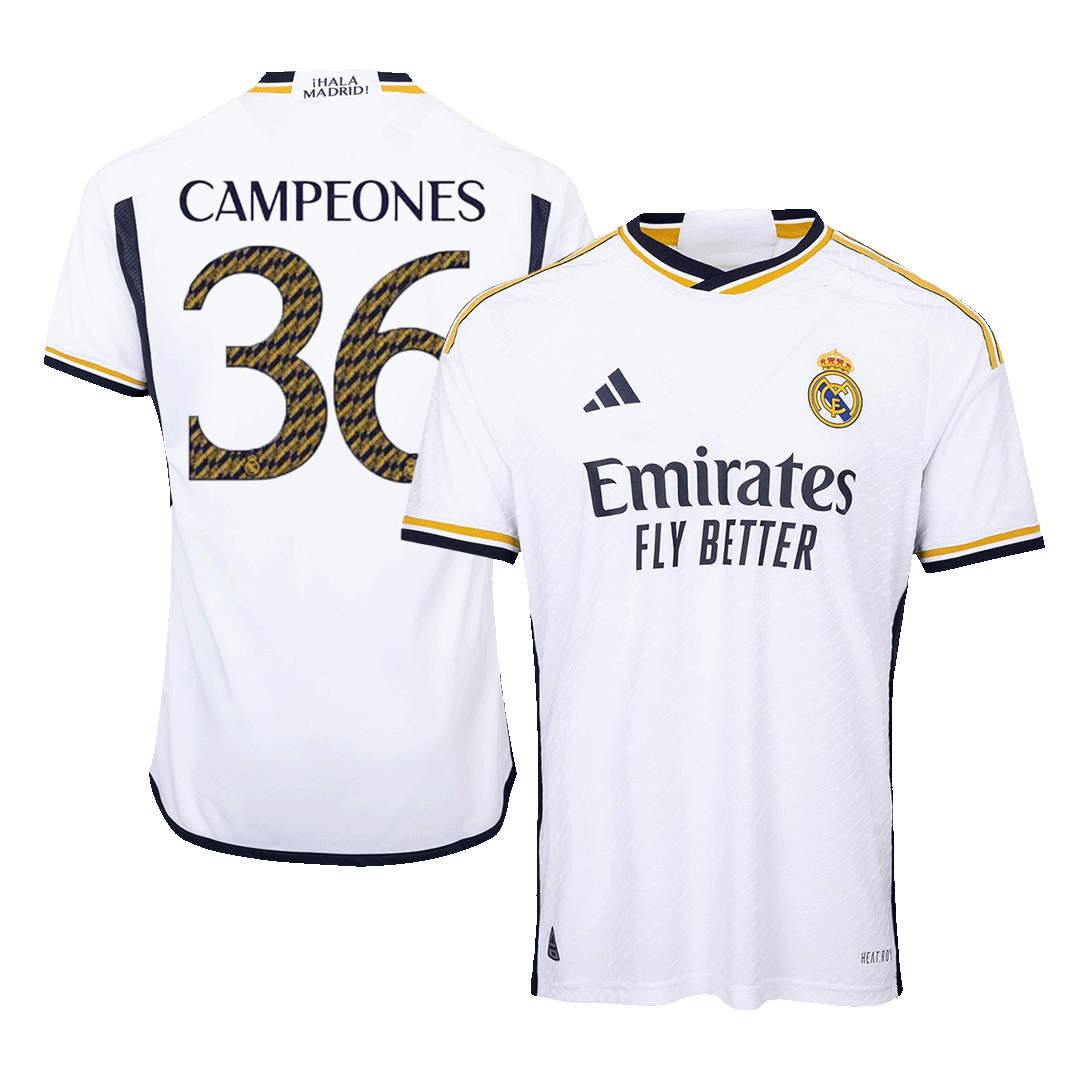 Tricouri Fotbal Real Madrid CAMPEONES #36 Acasă 2023/24 Authentic