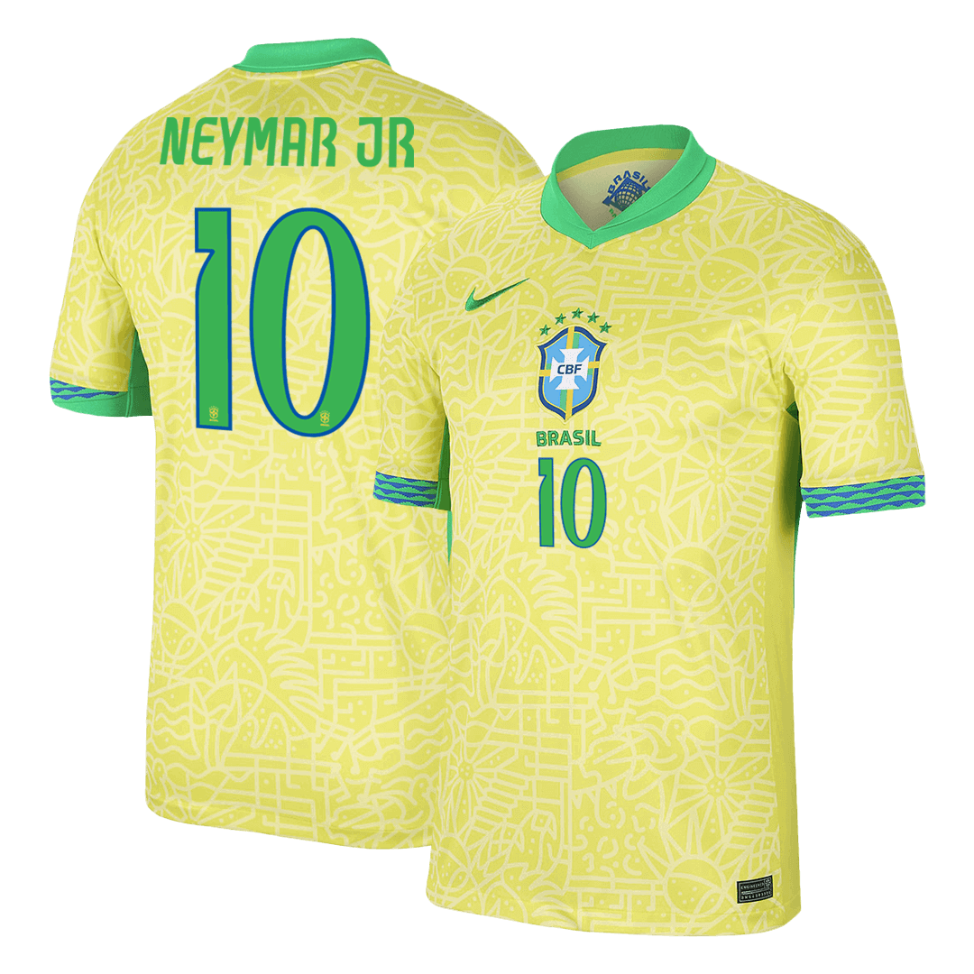Tricouri Fotbal Brazilia NEYMAR JR #10 Acasă 2024 - Super (mărime mare)