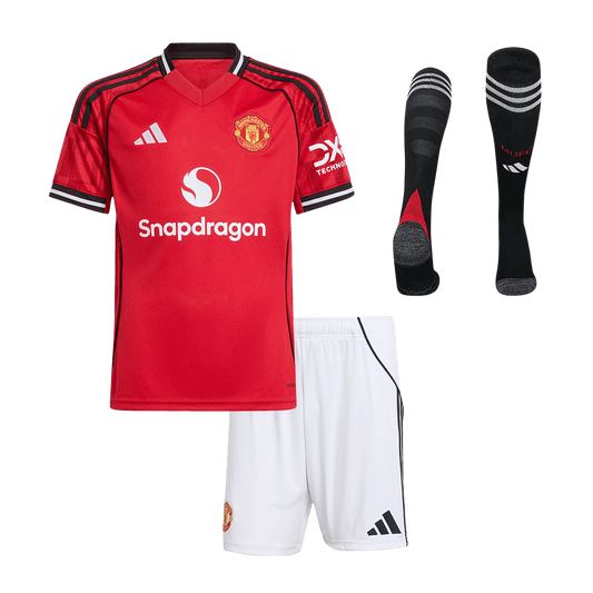 Set Tricouri Fotbal Manchester United Acasă 2025/26 Pentru Copii