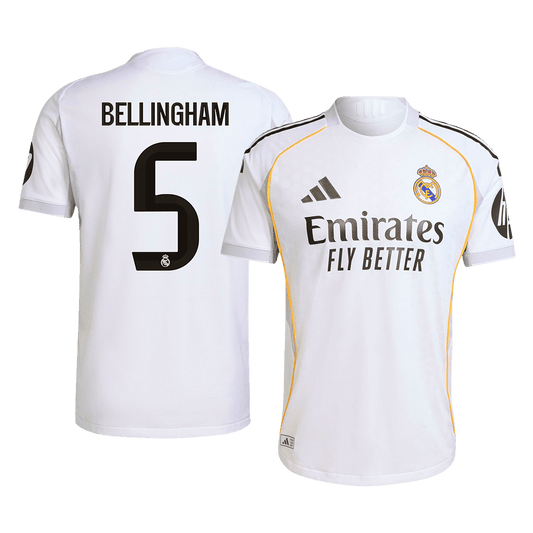 Tricouri Fotbal Real Madrid BELLINGHAM #5 Acasă 2025/26 Authentic