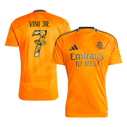 Tricouri Fotbal Real Madrid VINI JR. #7 Deplasare 2024/25 - Bear Champ Font (mărime mare)