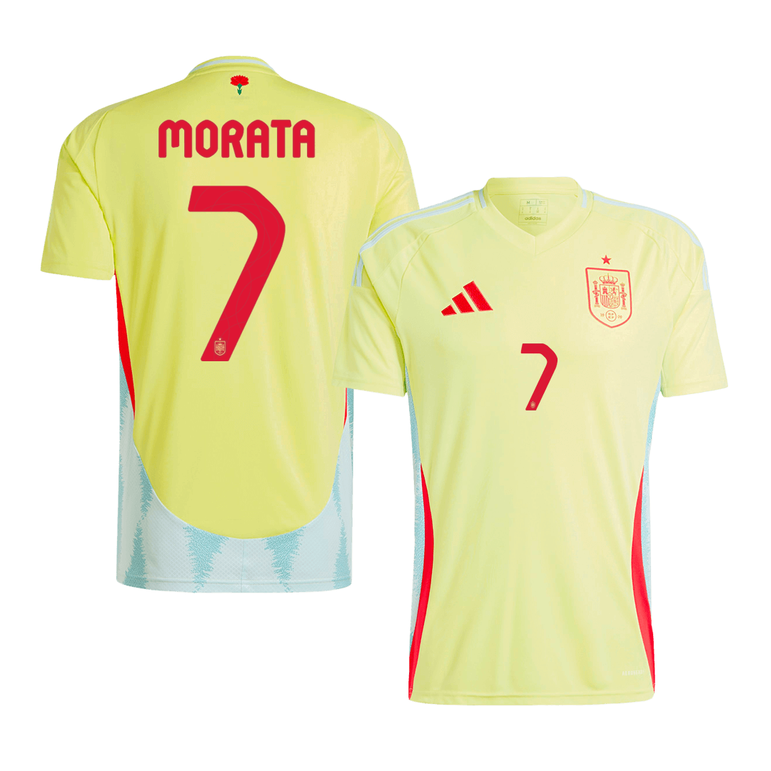Tricouri Fotbal Spania MORATA #7 Deplasare 2024 (mărime mare)