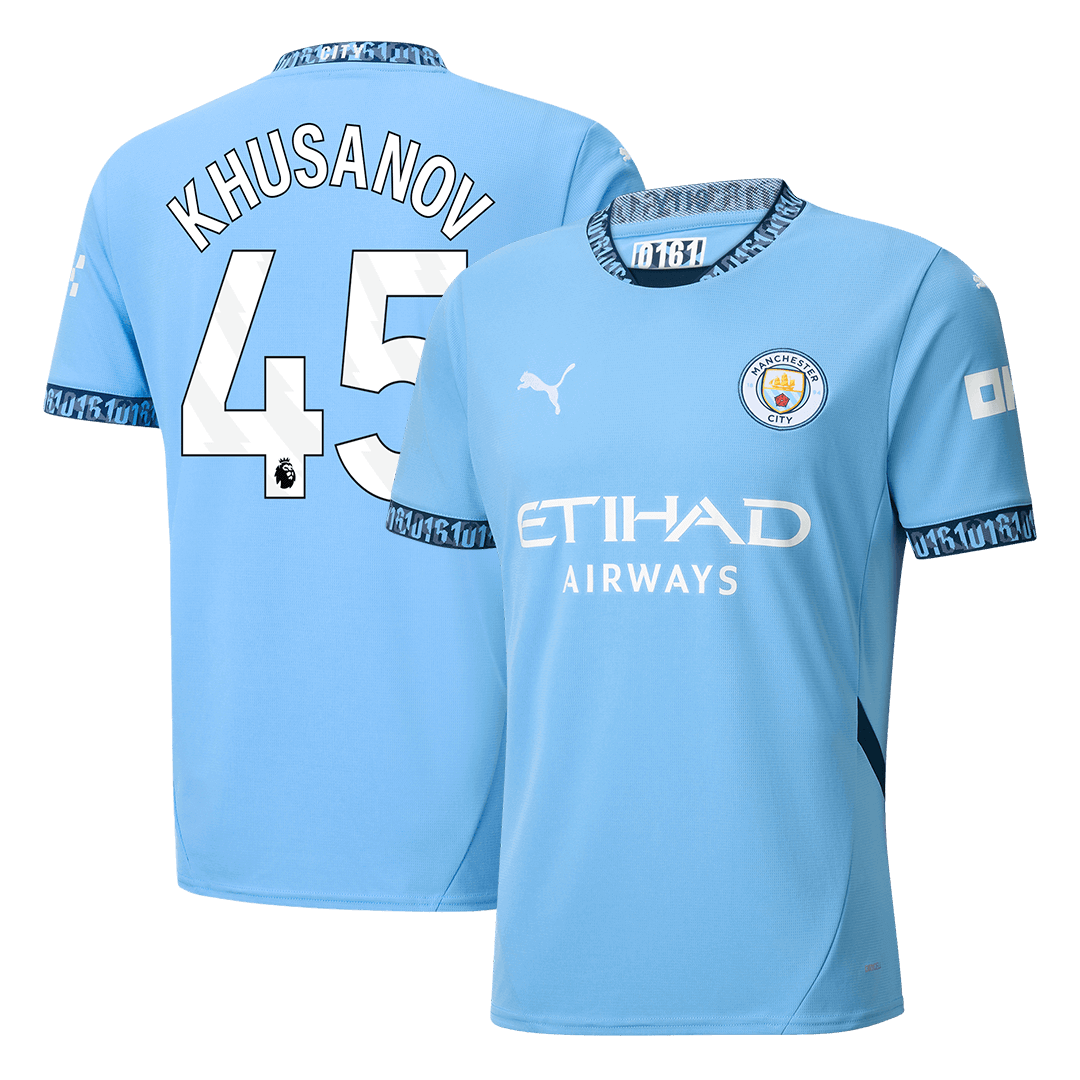 Tricouri Fotbal Manchester City KHUSANOV #45 Acasă 2024/25 - Super (mărime mare)
