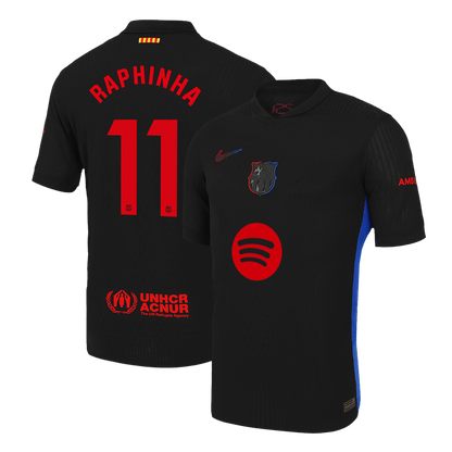 Tricouri Fotbal Barcelona RAPHINHA #11 Deplasare 2024/25 Authentic (Spotify Logo Without Text)